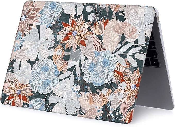 Bandless Protective Case Compatible MacBook Pro 14 Inch 2021 M1 Pro/Max Model A2442, Plastic Laptop Hard Shell Case Keyboard Cover Skin for MacBook Pro 14'' Touch ID - Embroidered Flower