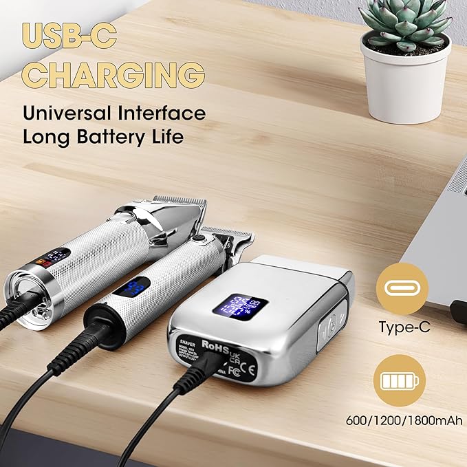 Lanumi Professional Hair Clippers Electric Razor Shavers Men 3 Piece Set Rechargeable Clippers and Trimmers Beard Trimmer Barber Kit with Travel Case Clippers for Hair Cutting Gifts for him