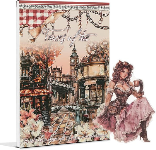 Snycler Retro Rust Stain Theme Sticker Scrapbooking Supplies for Junk Journal, 20 Sheets PET Stickers - Vintage Journaling Stickers, Ephemera Sticker Book Pre Cut, Planner, Junk Journal Supplies