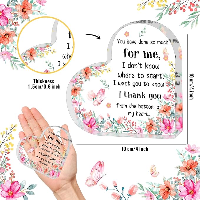 QUPT Appreciation Gifts for Women, Affirmations Heart Shape Acrylic Sign, Graduation Gifts, Inspirational Gifts, Gift to Express Gratitude, Thank You Gifts for Women Nurse, Teacher, Boss, Coworker