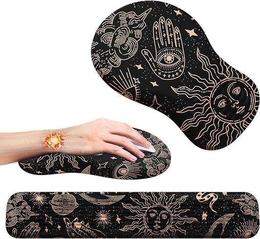 MEKASS Ergonomic Mouse Pad and Keyboard Wrist Rest Set, Super Soft Memory Foam Desk Wrist Support for Computer Keyboard, Non-Slip Arm Palm Rests Cushion for Typing Gaming Office Laptop (Demon's Eye)