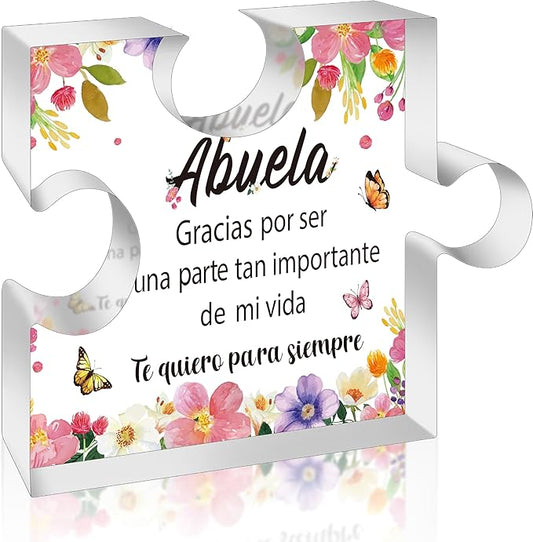 Yopyame Spanish Grandma Birthday Gifts - Regalos para Abuela Acrylic Puzzle Plaque Keepsake Paperweights Gifts for Grandma in Spanish Christmas Mothers Day Gift for Grandma from Granddaughter Grandson
