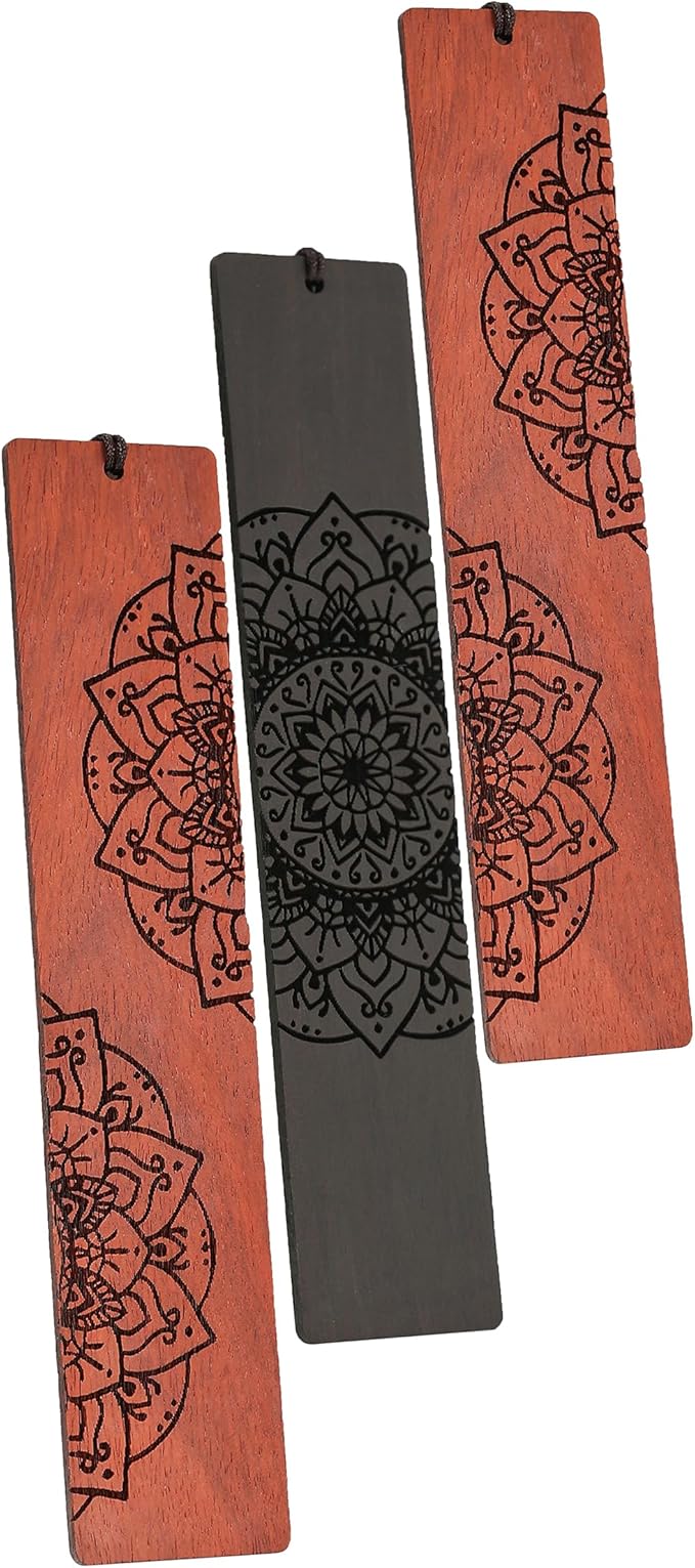 Mandala Bookmark, Book Marks for Book Lovers, Wooden Bookmarks for Adults, Book Lover Gifts (Round Mandala)