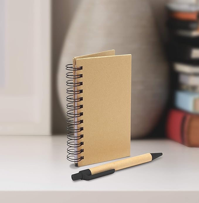 Mini Spiral Notebooks with Black Ink Pens Set of 10, Bulk Pack - Perfect for School, Office, Business, Home - Black