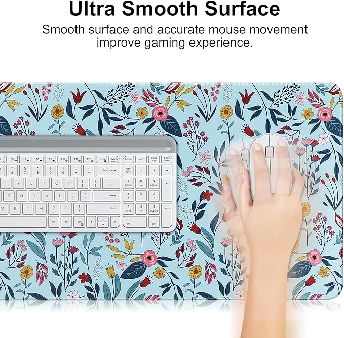 Large Gaming Mouse Pad,Beautiful Floral Desk Pad with Anti-Slip Rubber Base, Extended XXL Long Gaming Mousepad, Desk mat for Keyboard and Mouse|Computer mat,31.5 X 11.8 Inch