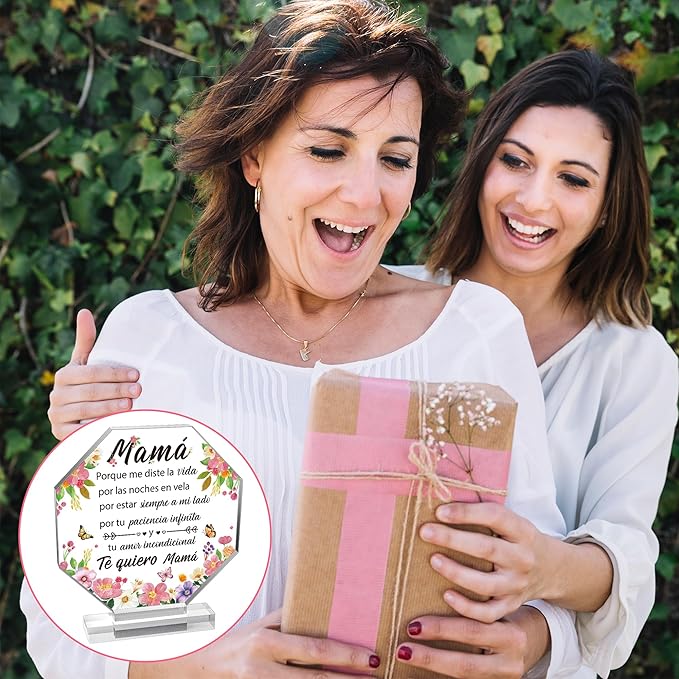 Yopyame Spanish Mom Birthday Gifts - Regalos para Mamá Acrylic Gift for Office Desk Decor Keepsake Paperweights Gifts for Mom in Spanish Christmas Mothers Day Gifts for Mom Spanish from Daughter Son
