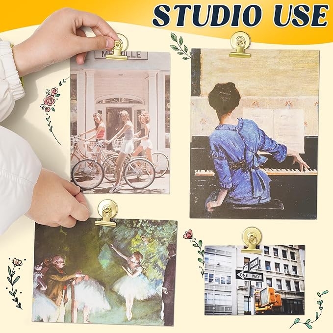 Grtard 48pack Magnetic Clips Heavy Duty, Magnet Clips for Fridge, Refrigerator Magnets, Scratch Free Magnets with Clip, Strong Magnetic Clip for Refrigerator, Whiteboard, Locker, Cruise Cabins (Gold)