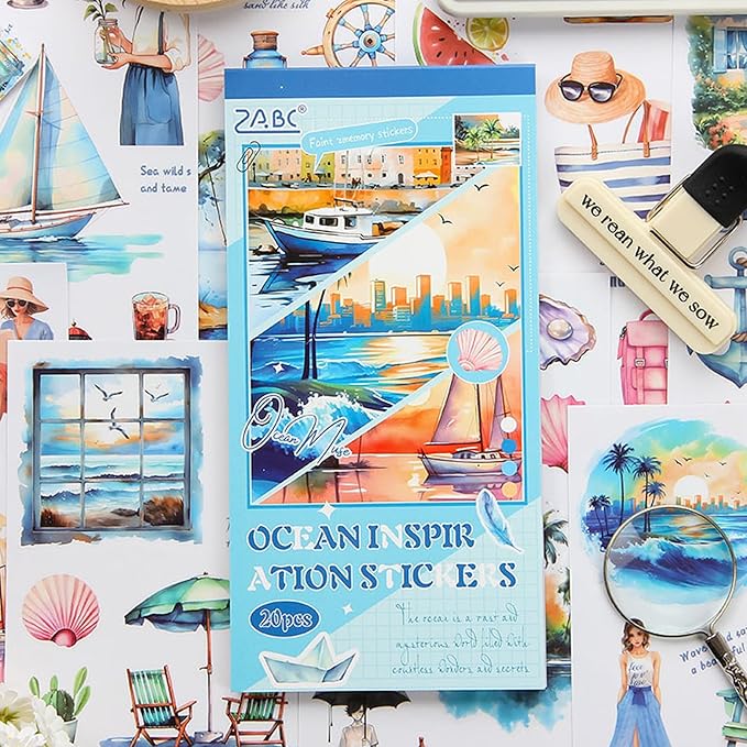 Aesthetic Journaling Sticker Books for Adults - Pre-Cut Scrapbook Stickers Vintage 20 Sheets Junk Journal Supplies Watercolor Scrapbooking Stickers Planner Cottagecore Decorative DIY Arts Craft Making