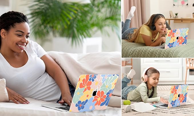 TWOLSKOO Compatible with MacBook Pro 13 inch Case 2023-2016 A2338 M2/M1 A2251 A2289 A2159 A1989 A1706, Plastic Hard Shell Cover & Keyboard Skin & Screen Protector, Chamomile Blue