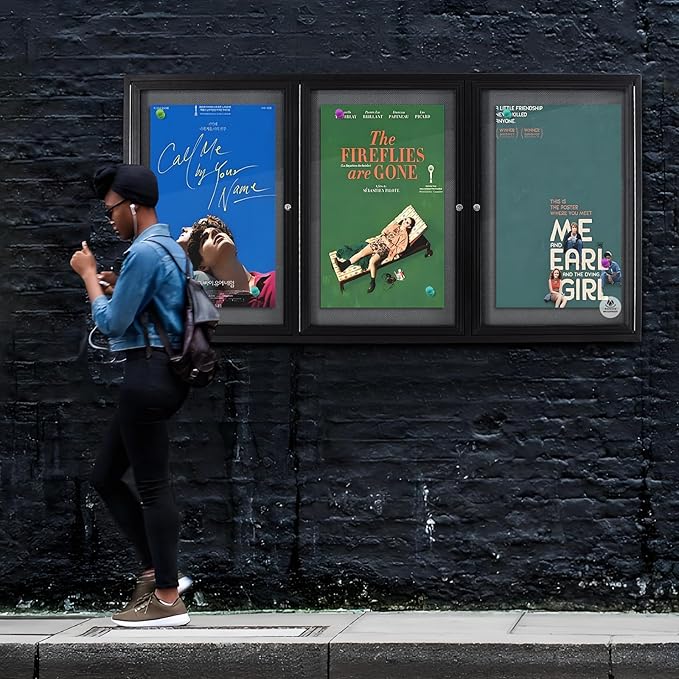 Lockable Outdoor Enclosed Bulletin Board, Weatherproof Cork Noticeboard with Locking Door, Wall-Mounted Aluminum Framed Display Case for Messages,70x36 in