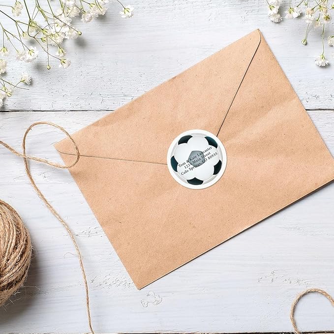 Soccer Ball Personalized Diecut Return Address Labels- Set of 144, 1-1/2" x 1-1/2" Self-Adhesive, Flat-Sheet Labels, by Colorful Images