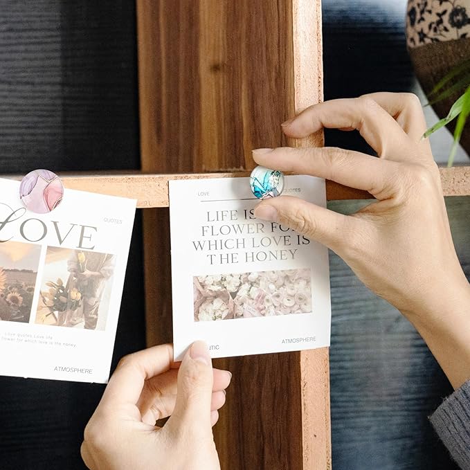 24Pcs Push Pins,Decorative Push Pins for Bulletin Board,Thumb Tacks for Cork Board, Cork Board Thumbtacks, Decorative Thumb Tacks for Class Organisation,Home,Office Decor(Marble Pattern)