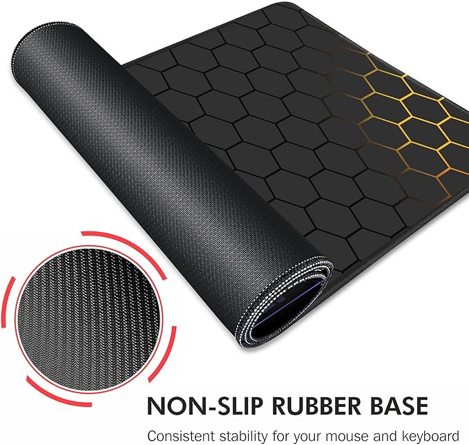 Galdas Gaming Mouse Pad XXL XL Large Long Extended Big Mousepad Non-Slip Rubber Keyboard Mouse Pad with Stitched Edges for Laptop Home Office (31.5x11.8x0.08 Inch) … (Grid)