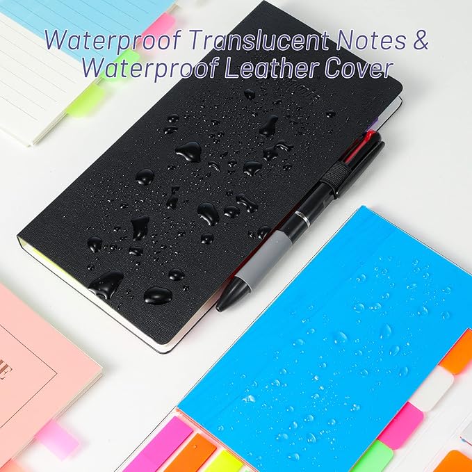 Hommie Updated Transparent Sticky Note Pads with Color Ballpoint Pen, Clear Sticky Tabs Translucent Page Flags Book Markers Stickers, Waterproof Self-Adhesive Pad, Bible Study Office School Supplies