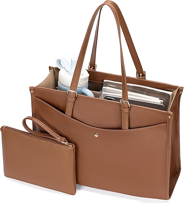 Laptop Tote Bag Women, Work Tote with Multi Pockets, Nurse Bag with Large Cup Holder, For Work, Travel, Daily Use