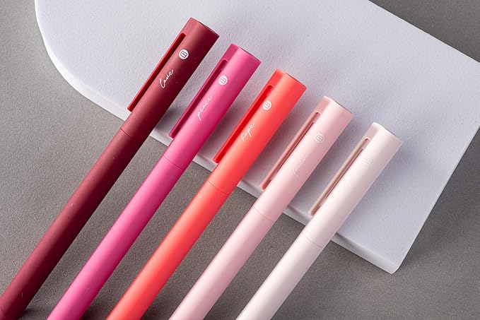 DIVERSEBEE Gel Ink Pens Assorted Colors, 0.5 mm Fine Point, Bible Pens No Bleed Through with Cute Fine Tip, Bible Study Journaling Supplies Set, 5 Pack (Pink)