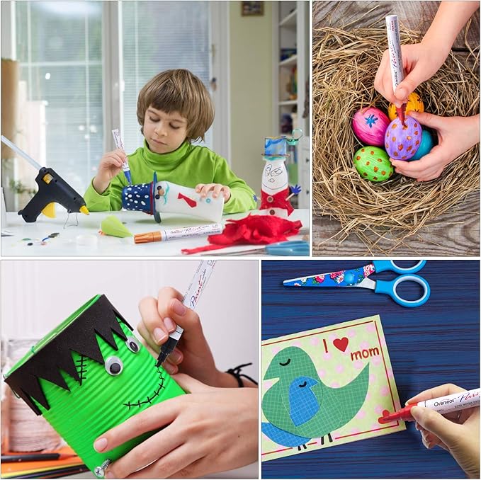 Overseas Paint Markers Pens, 12 Colors Painting Marker on Almost Anything, Quick Dry and Permanent, Oil-Based Paint Pens Set for Rock, Wood, Metal, Fabric, Plastic, Canvas, Glass, Rubber, DIY Craft