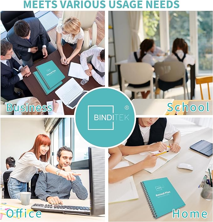 Binditek 60 Pack Plastic Spiral Binding Coils, Multi Size (8mm, 10mm, 11mm, 14mm, 16mm), 3:1 Pitch, 36-Loop, for Lettersize, for Students and Coworkers