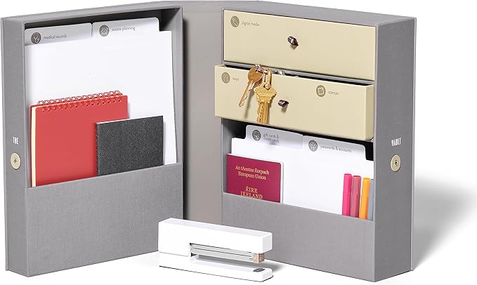 Savor | All-in-One Desk Organizer | Slate Gray – Keep Desk, Office, and Home Organized All-In-One Storage System for Important Files, Documents, Stationery, and Office Supplies
