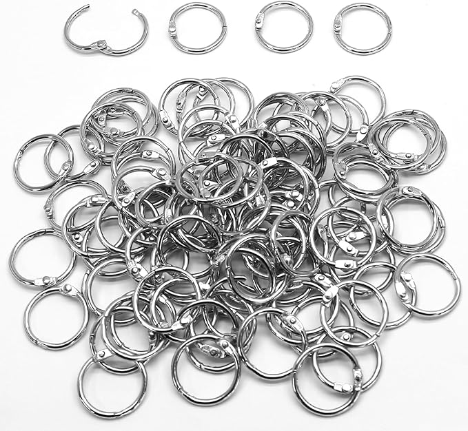 Luomorgo 100 Pcs 3/4 Inch Binder Rings, Nickel Plated Metal Book Rings Silver Paper Rings, Heavy Duty Loose Leaf Binder Rings, Index Cards Rings, Key Rings for Office, Home, School
