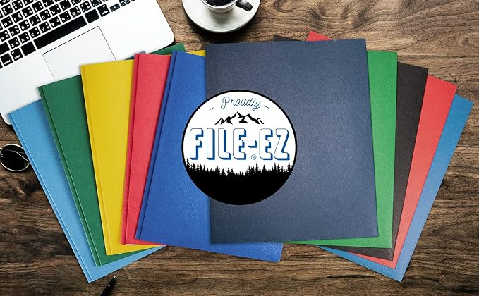 FILE-EZ Two-Pocket Folders, Assorted Colors, 25-Pack, Textured Paper, Letter Size (EZ-32500)