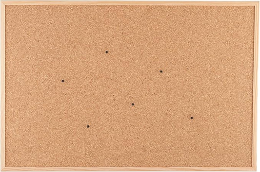 Go4Cork Framed Cork Bulletin Board - 23.6”x 15.7” | Premium Double-Sided Pine Frame Eco Cork Memoboard | Office, Home & Classroom Organization Decor | Pushpins & Set Up Accessories Included