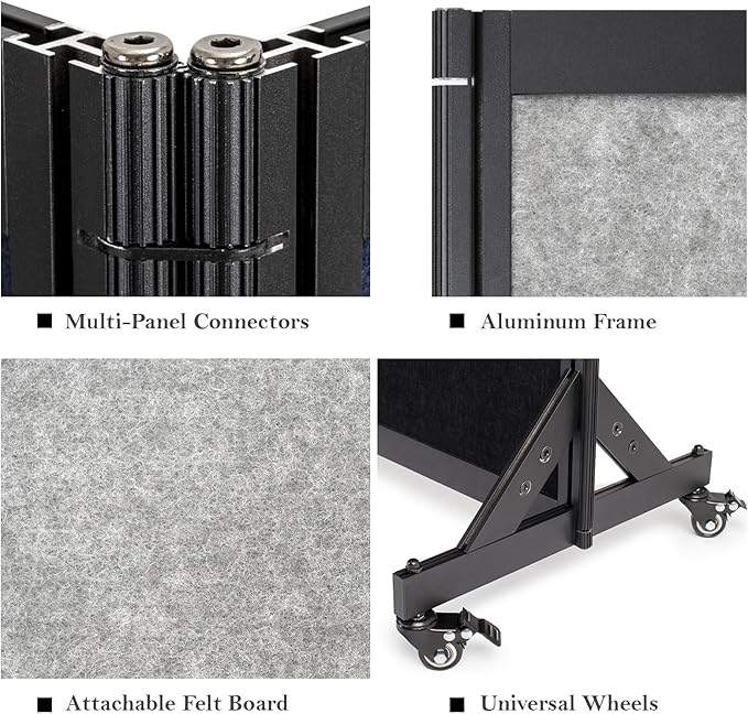 Room Partition,Office Divider,Portable Commercial Screen Dividers,Privacy Partition Separator,Classroom School Dividers,6'4"L* 6'7"H,3 Panel,Light Grey