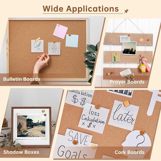 200Pcs Wood Push Pins 7 Types and 2 Colors Wood Tacks Cute Push Pin Thumb Tacks for Decorative Wooden Push Pins for Cork Board Cute Pushpins for Bulletin Board Prayer Board Supplies for Women