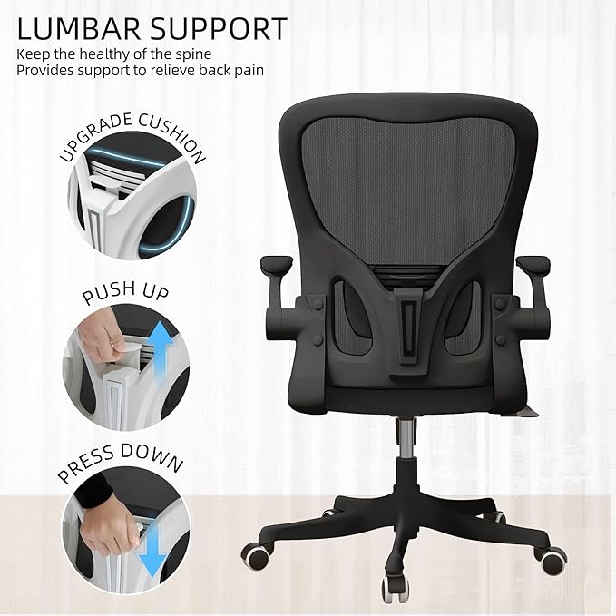 Desk Office Chairs Computer Mesh Chair Executive Chair with Lumbar for Home & Office (05Blcak)
