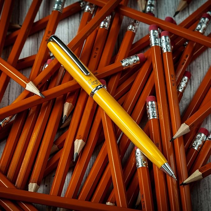 ZenZoi Yellow Mechanical Pencil w/Schmidt 0.7 mm Twist Lead System. Elegant Full Metal Pencil for Sketching, Drawing, Drafting, Writing & Note Taking. Luxury Gift Box for Men or Women