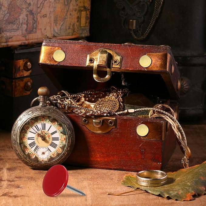 uxcell 120Pcs Push Pins, 11mmx15mm Round Flat Head Decorative Thumb Tacks Upholstery Tacks for Cork Board Office Wall Hangings, Red