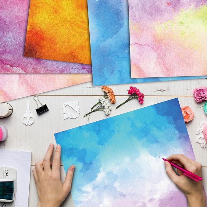 48 Sheets Scrapbook Paper 11x11, Watercolor Pattern Decorative Scrapbook Paper for Journals DIY Cards and Photo Albums, Aesthetic Craft Supplies for Kids and Adults