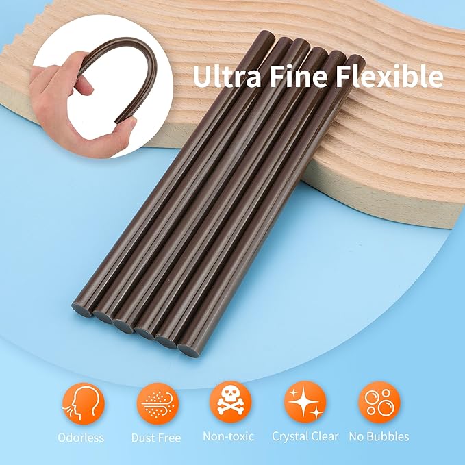 MATUFF Brown hot Glue Stick Full Size 0.43” Dia x 8” Long, 52 pcs Hot melt Adhesive Glue Sticks, Colored Glue Gun Sticks for Christmas Decoration DIY Crafts Arts School Home Gluing Project