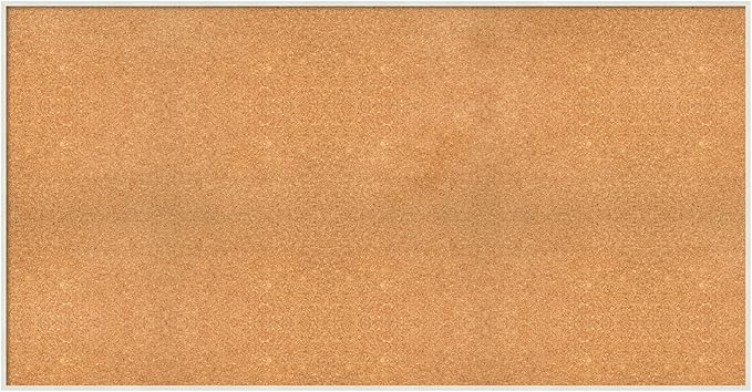 Amanti Art Natural Cork Board for Wall, 31x59 Vision Board with White Frame, Oversize Corkboard Office Decor for Home Organization, Modern Corkboard Pinboard to Display Items for Home Organization in