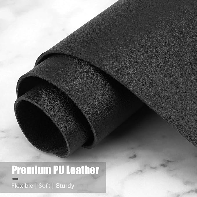 Hsurbtra Desk Pad, 23.6" x 13.8" PU Leather Desk Mat, M Extended Mouse Pad, Waterproof Desktop Blotter Protector, Non-Slip Ultra Thin Small Laptop Keyboard Writing Mat for Office Home, Black