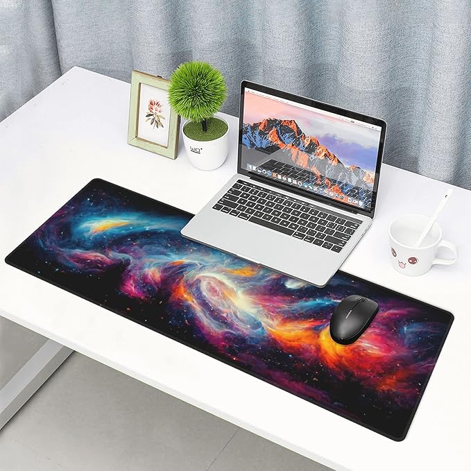 Galaxy Extended Big Mouse Pad Large,XL Gaming Mouse Pad Desk Pad,31.5x11.8inch Long Computer Keyboard Mouse Mat Mousepad with 3mm Non-Slip Base for Home Office Work