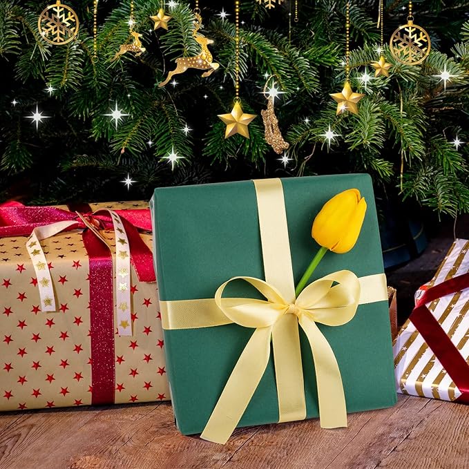 Vanhench Green Wrapping Paper 17.5" x 760" (63'), Solid Color Art Kraft Craft Paper for Bouquet Flower Crafts Packing Birthday Christmas Wrapping Poster Bulletin Board 80GSM 55LB