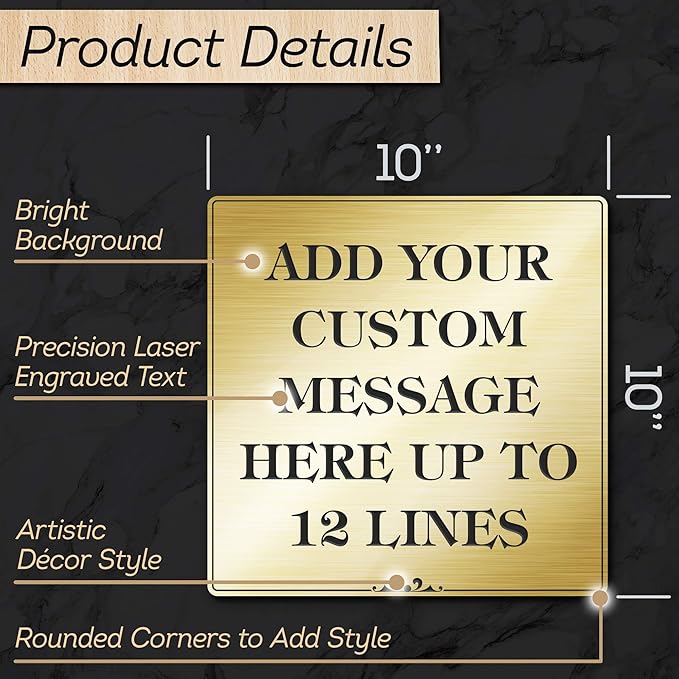 Custom Sign, Office Sign, Business/Office Name Plates for Doors/Wall, Indoor/Outdoor, 10x10 Inch, 18 Colors, (Prestige) Made in USA by My Sign Center