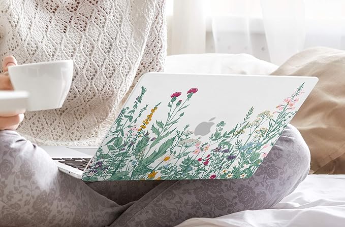 DONGKE Compatible with MacBook Air 13 inch Case 2021 2020 2019 2018 Release A2337 M1 A2179 A1932 with Retina Display & Touch ID, Plastic Hard Shell & Keyboard Cover - Garden Floral
