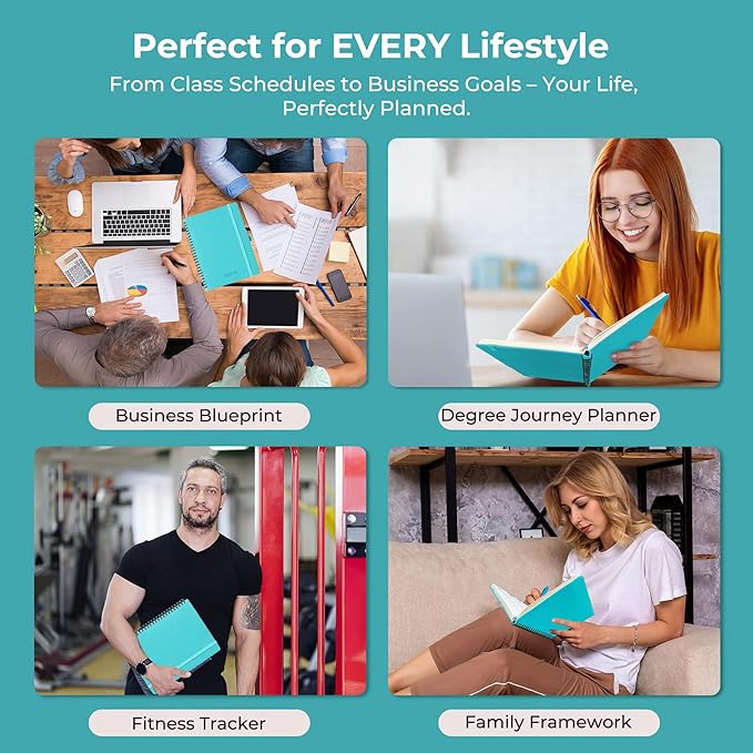 Planner 2025-2026 Daily Weekly and Monthly,11.5"x8.5",18 Months Spiral Bound Calendar Agenda with Self-adhesive Pen Holder,2026 Academic Plan with Vegan Leather Soft Cover,Light Blue