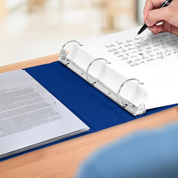 Samsill 3 Inch 3 Ring Binders, Made in USA, Economy Round Ring, Clear View Cover, 550 Sheet Capacity - for School, Home, Office - Blue, 4 Pack