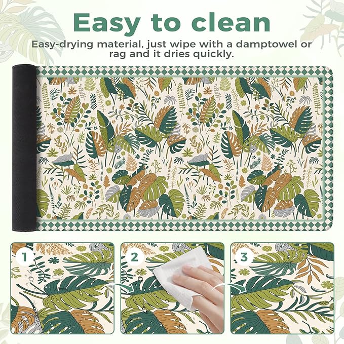 iCasso Large Desk Pad,Aesthetic Computer Mouse Pad for Desktop,Anti-Slip Rubber Base Keyboard mat,Cute Desk Mat for Women,Large Desk Cover Mat Work from Office Home School