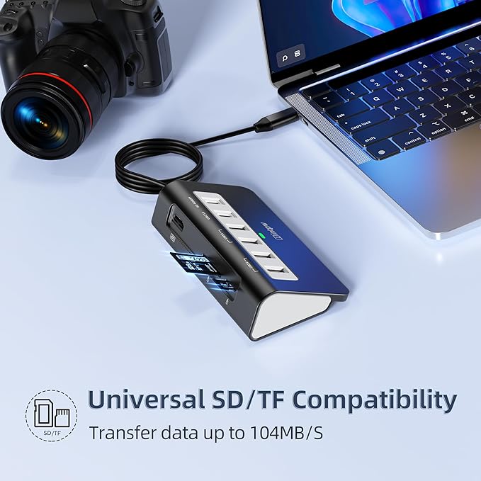 9-in-1 USB-C Docking Station - 4K HDMI, PD 100W, 3 Type A/C 3.0 5Gbps, 2 Type-A 2.0, SD/TF, Aluminum USB C Hub Compatible with MacBook, iPad, iPhone 16/15