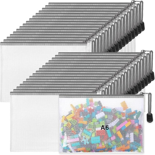 Jetec 32 Pcs Mesh Zipper Bags Toy Storage Bikini Organizer Bag Bolsas Para Guardar Trajes De Baño Waterproof Zipper Reusable Pouch Puzzle Multipurpose for Storage Office(Grey,7.5 x 5 Inch)