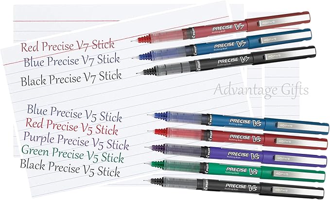 Precise V5 Stick Rolling Ball Pens, Extra Fine Point (.5mm), Black Ink, 6-pk; Bundle with Plastic Reusable Pouch