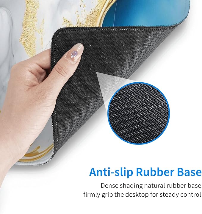 Swirl of Blue Gold Marble Extended Big Mouse Pad Large,XL Gaming Mouse Pad Desk Pad,31.5x11.8inch Long Computer Keyboard Mouse Mat Mousepad with 3mm Non-Slip Base for Home Office Work