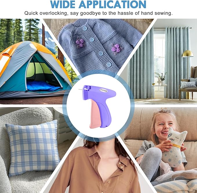 Stitch Gun for Clothes, Tagging Gun for Clothing Quick Fixes - Price Tag Gun with 6 Fine Needle, 1000 Black Fasteners & 1000 White Fasteners MediumPurple2+RosyBrown1