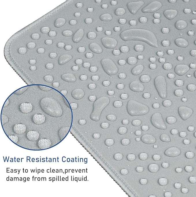 Large Gaming Mouse Pad with Stitched Edges, Durable Non-Slip Natural Rubber Base, Waterproof Computer Keyboard Pad Mat for Esports Pros/Gamer/Desktop/Office/Home - Grey