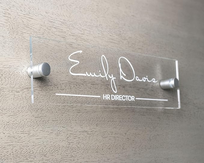 Name Plate For Wall or Door - Name Sign For Office (Clear Acrylic)
