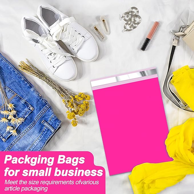 JinRuiKJ Thank You Poly Mailer 12x15.5 Inch 50 PCS, Shipping Bags for Clothing, Packaging Bags for Small Business, Strong Adhensive, Waterproof and Tear-Resistant Mailing Envelopes, Rose Red